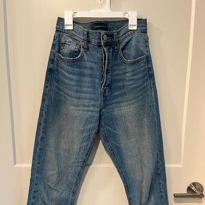 Medium-wash super high-rise straight leg Aeropostale jeans